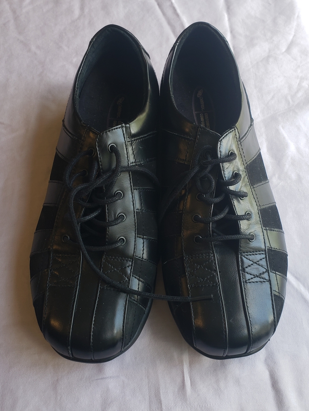Aetrex E730W Womens Black Leather Walking Sneakers Extra Wide US 8.5